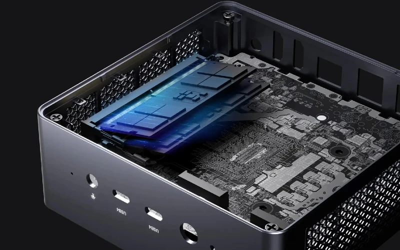 Minisforum UM790 Pro: memória rápida e SSD de alta capacidade.