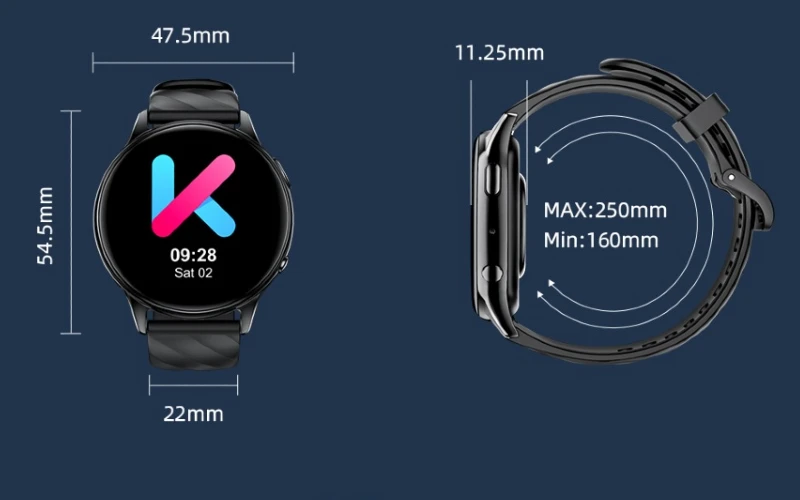 Medidas smartwatch Kumi GW5.