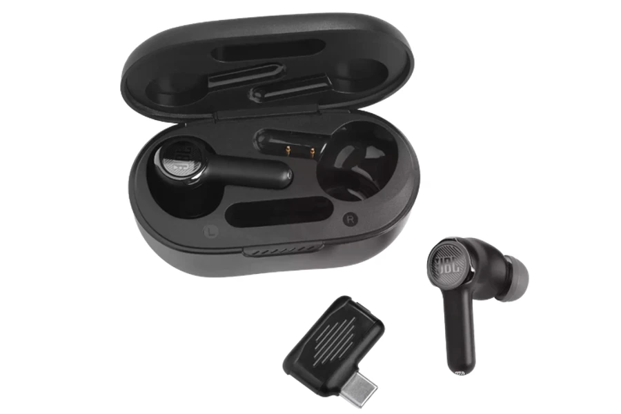 JBL Quantum TWS Air com Cancelamento de Ruído Adaptativo.