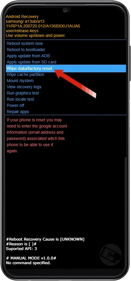 Formatando o Samsung Galaxy A13 pelos botões.