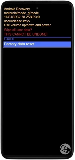 Moto G42: Factory data reset.