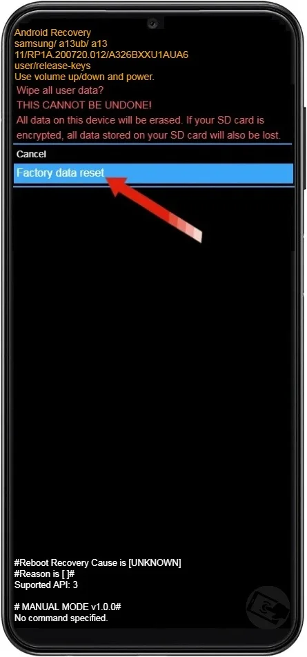 formatar o Samsung Galaxy A05s através do modo de recuperação.