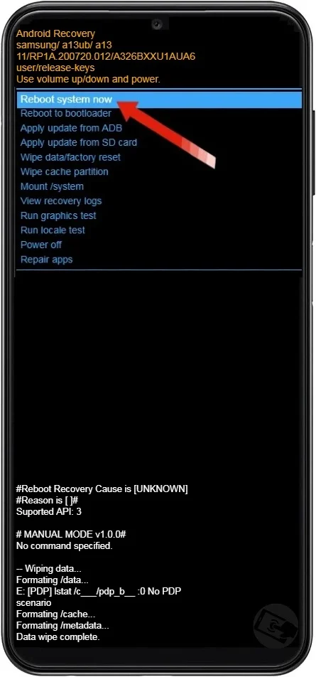 formatar o Samsung Galaxy A05s através do modo de recuperação.