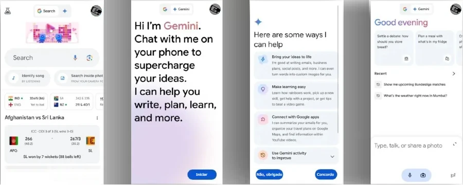Fazendo login no aplicativo do Google Gemini
