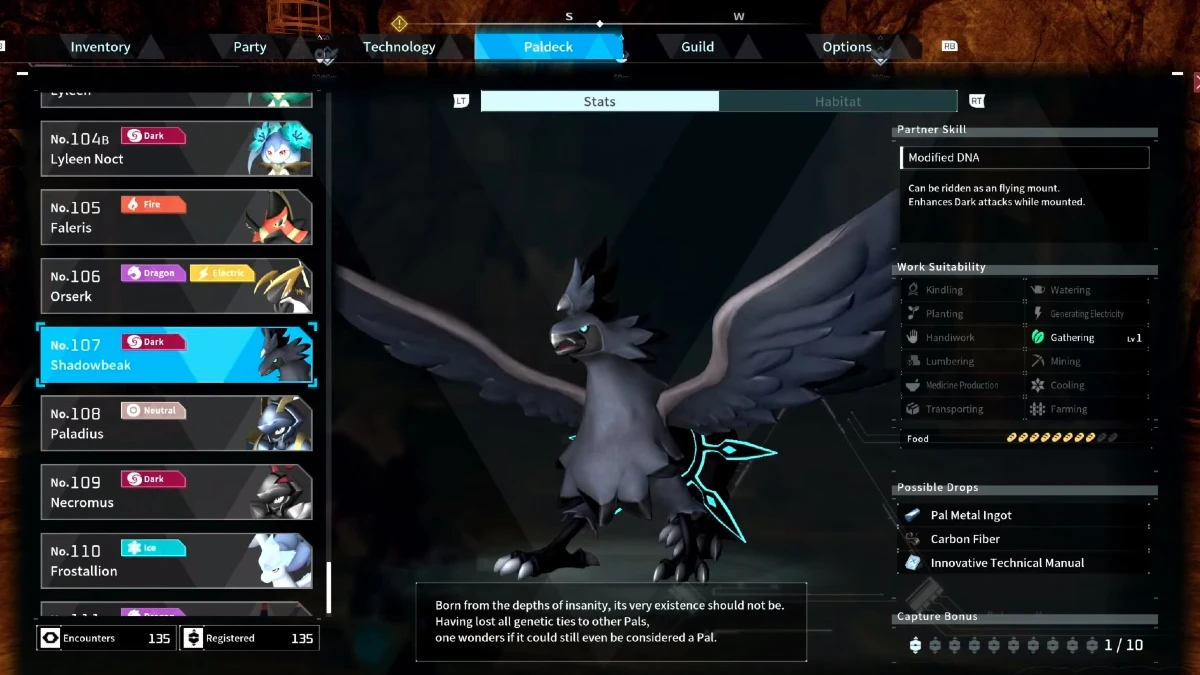 Como capturar ou criar Shadowbeak em Palworld?