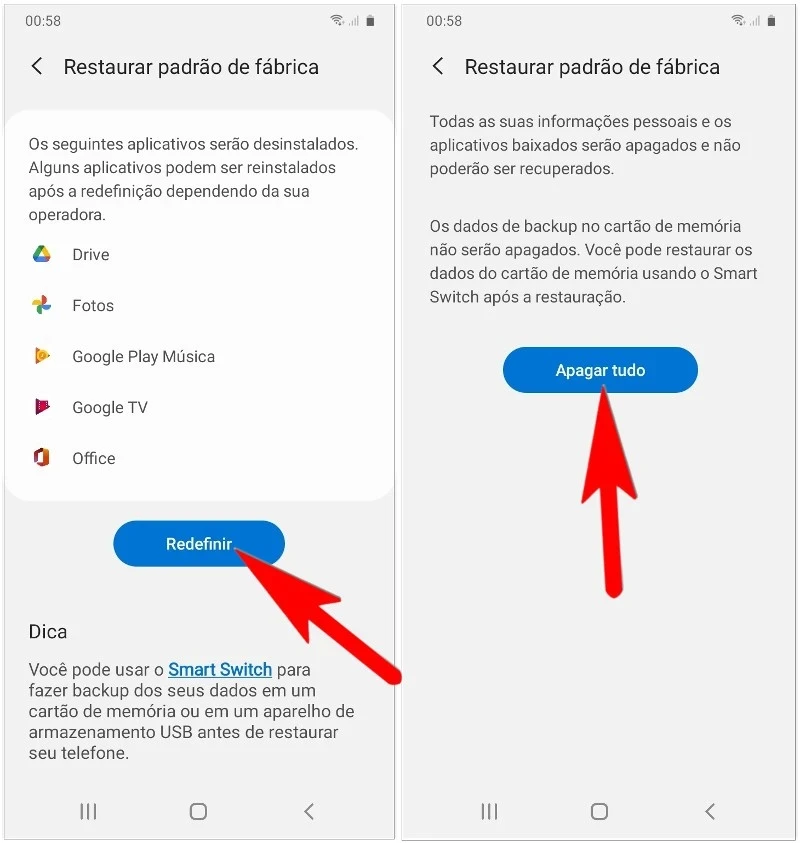 Como redefinir o Galaxy A14 5G pelas configurações?