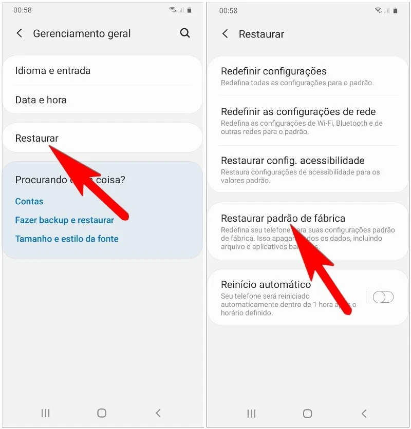 Como redefinir o Galaxy A14 5G pelas configurações?