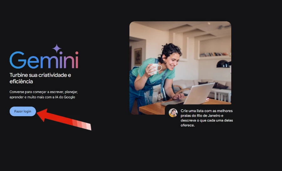Faça login ou inscreva-se no Gemini
