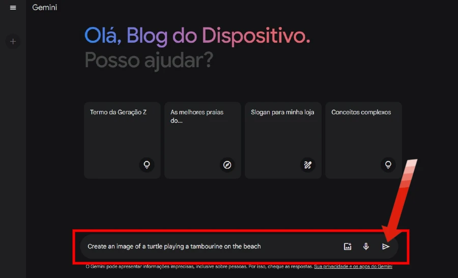 Peça para o Gemini criar uma imagem
