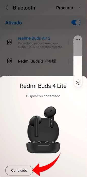 Emparelhando o Redmi Buds 4 Lite.