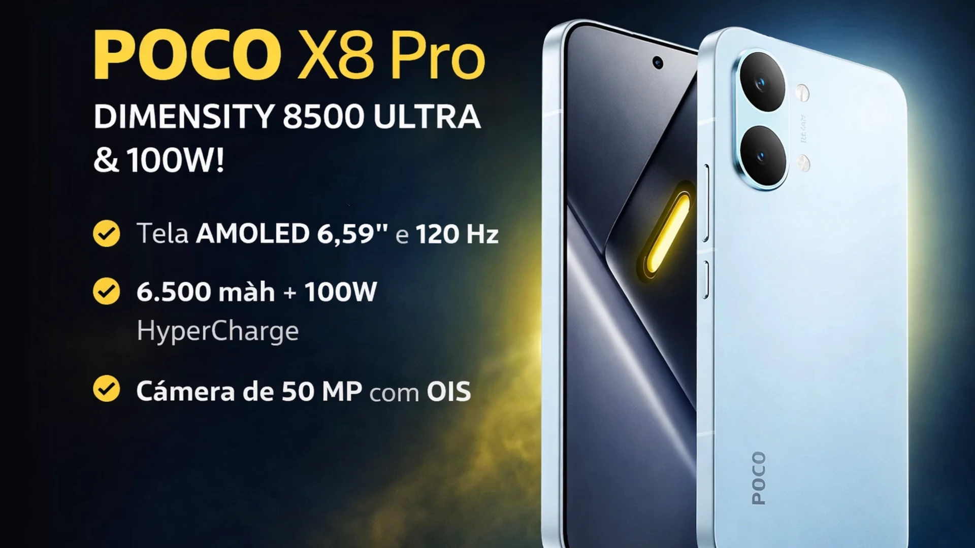 POCO X8 Pro vaza com bateria de 6.500 mAh e 100W
