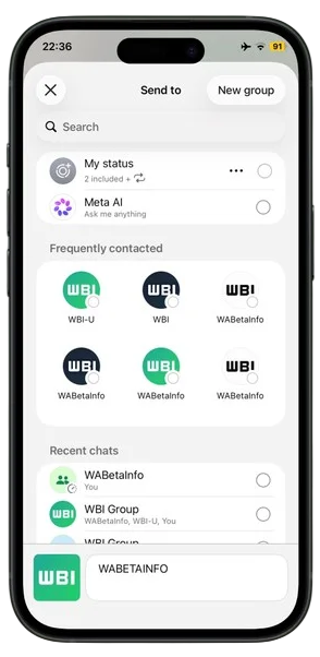 Tela contatos do WhatsApp