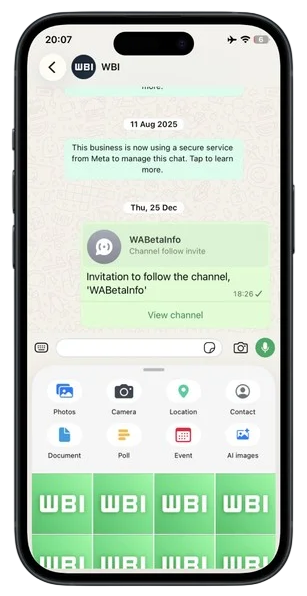 Tela contatos recentes do WhatsApp