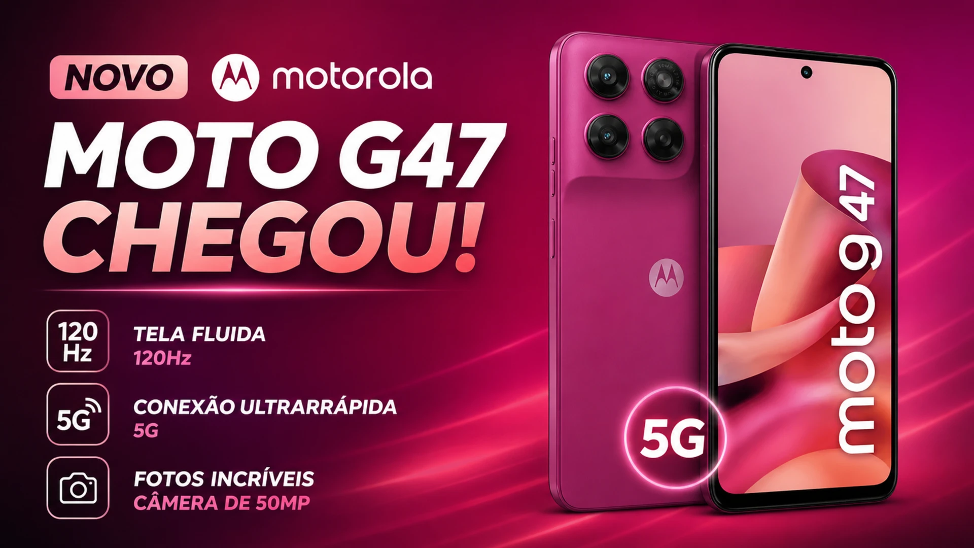 Motorola Moto G47 chegou! Tela 120Hz, 5G e câmera de 50MP