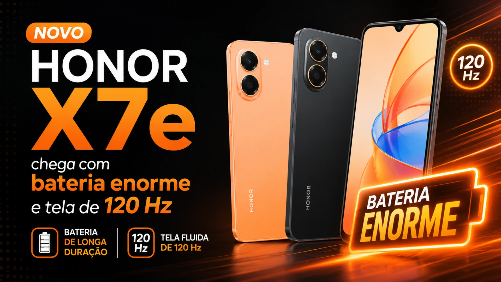 Novo Honor X7e chega com bateria enorme e tela de 120 Hz